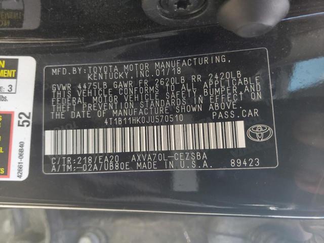 2018 TOYOTA CAMRY L/LE 4T1B11HK0JU570510