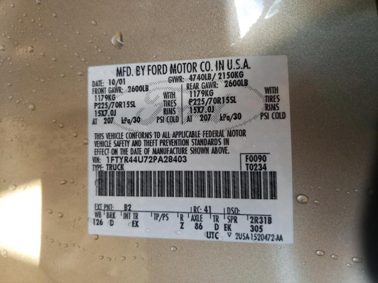 1FTYR44U72PA28403 2002 Ford Ranger Super Cab