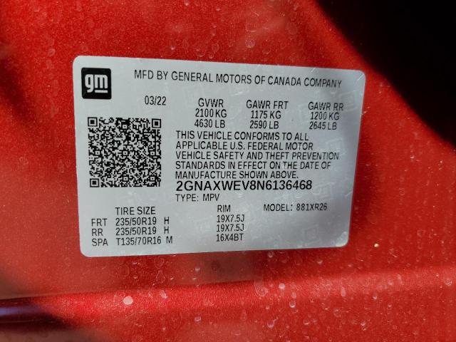 2022 CHEVROLET EQUINOX RS 2GNAXWEV8N6136468