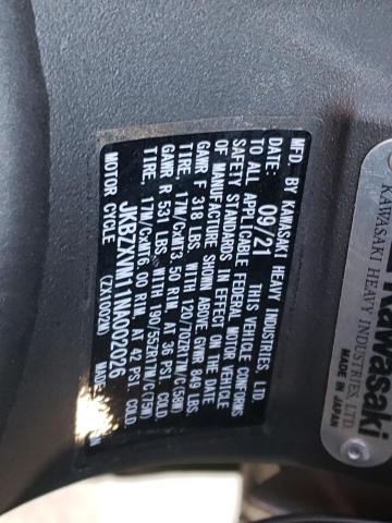 2022 KAWASAKI ZX1002 M JKBZXVM11NA002026