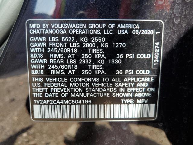 2021 VOLKSWAGEN ATLAS S 1V2AP2CA4MC504196