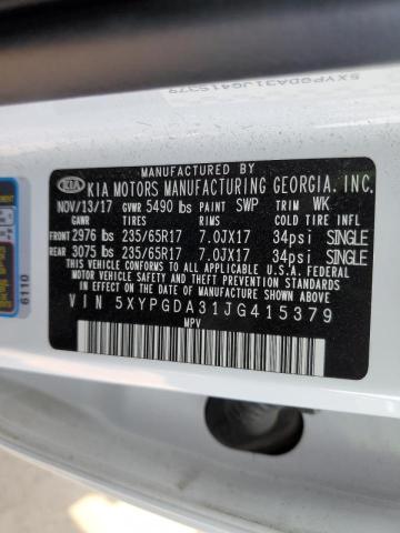 5XYPGDA31JG415379 KIA SORENTO LX