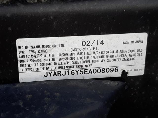 2014 YAMAHA YZFR6 C JYARJ16Y5EA008096