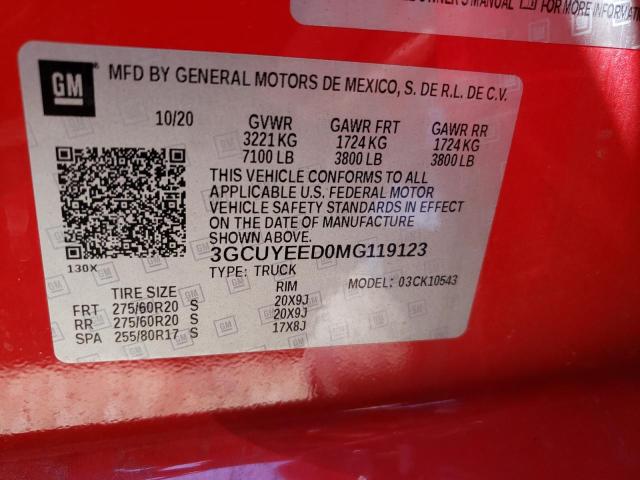 2021 CHEVROLET 1500 PICKU 3GCUYEED0MG119123