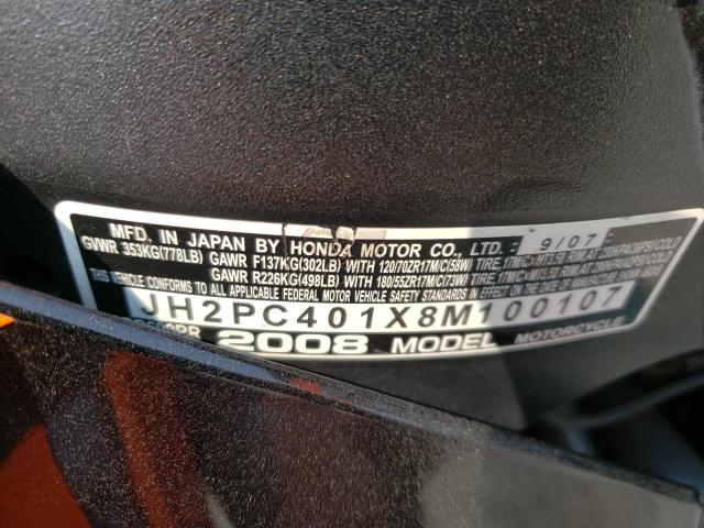 2008 HONDA CBR600 RR - JH2PC401X8M100107