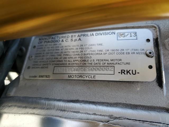 2014 APRILIA TUONO VR4 ZD4TYCA05ES000002