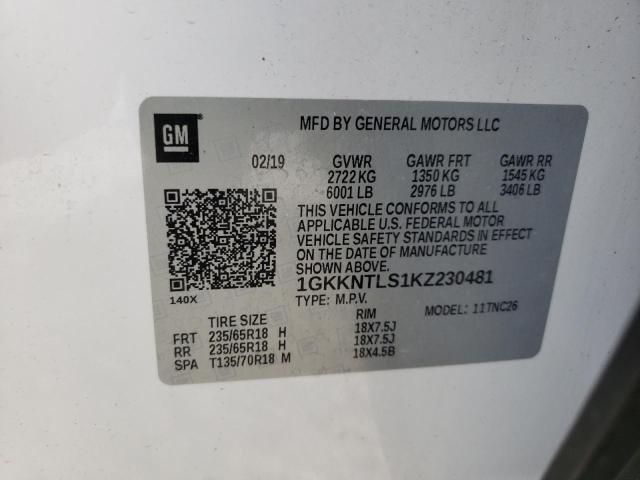 2019 GMC ACADIA ALL 1GKKNTLS1KZ230481