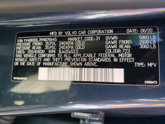 2021 VOLVO XC60 T8 RE YV4BR0DL7M1676445