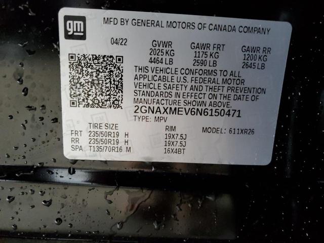 2022 CHEVROLET EQUINOX RS 2GNAXMEV6N6150471
