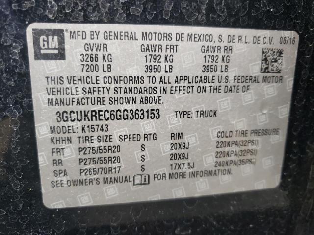 2016 CHEVROLET SILVER1500 3GCUKREC6GG363153