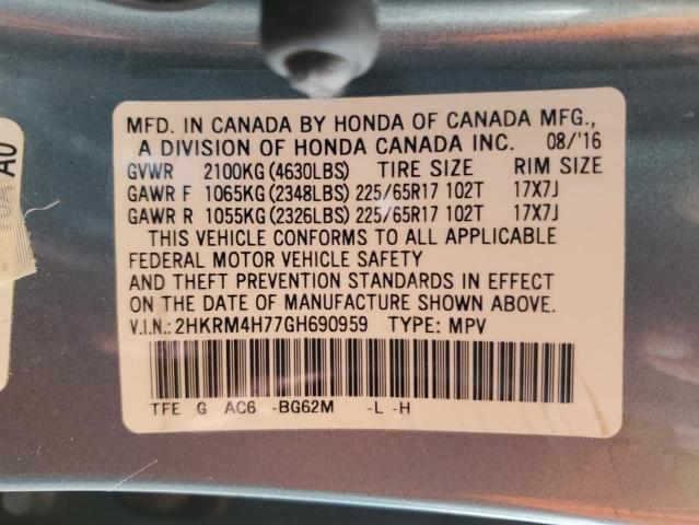 2016 HONDA CRV 4X4 2HKRM4H77GH690959