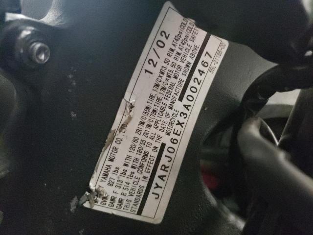 2003 YAMAHA YZFR6 L JYARJ06EX3A002467