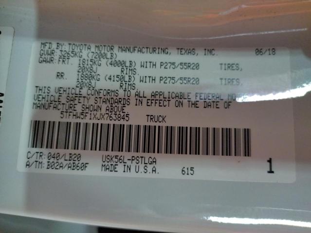 2018 TOYOTA TUNDRA CRE - 5TFHW5F1XJX763845