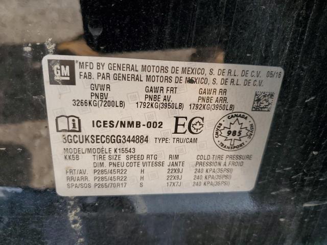 2016 CHEVROLET SILVER1500 3GCUKSEC6GG344884