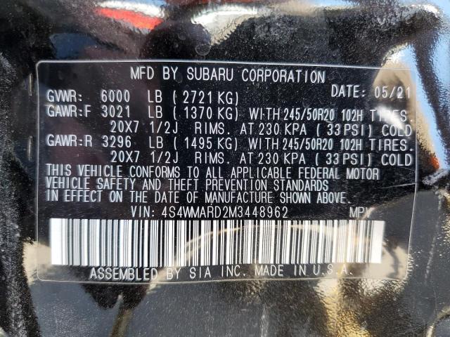 2021 SUBARU ASCENT TOU 4S4WMARD2M3448962