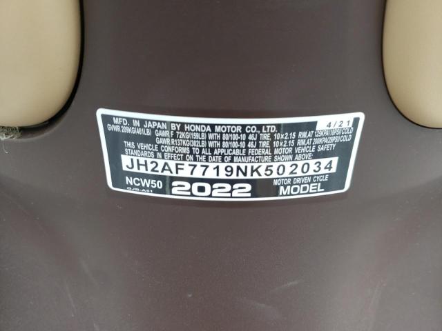 2022 HONDA NCW50 JH2AF7719NK502034