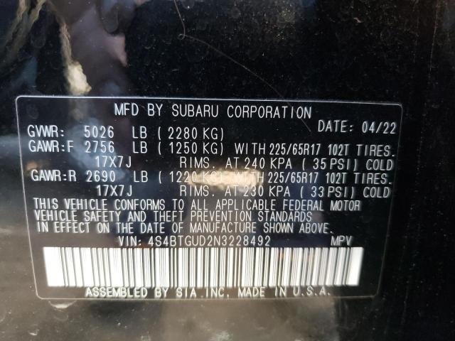 2022 SUBARU OUTBACK WI 4S4BTGUD2N3228492
