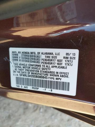 VIN 5FNRL5H20DB080845 2013 HONDA ODYSSEY no.10