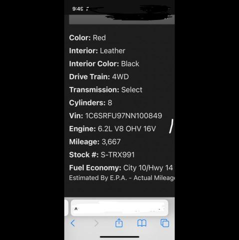 2022 RAM 1500 TRX 1C6SRFU97NN100849