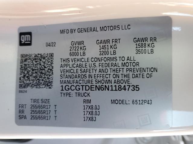2022 CHEVROLET COLORADO Z - 1GCGTDEN6N1184735