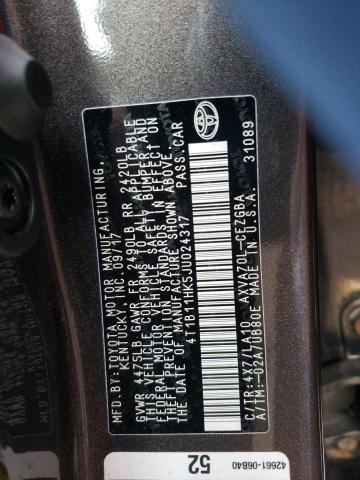 2018 TOYOTA CAM 4T1B11HK5JU024317