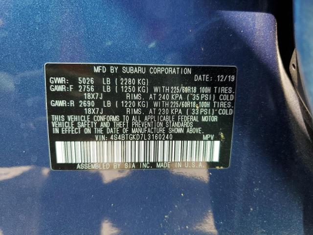 2020 SUBARU OUTBACK ON 4S4BTGKD7L3160240