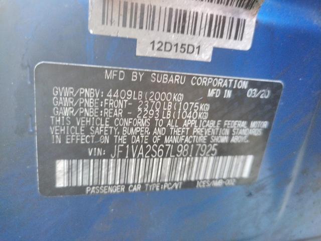 JF1VA2S67L9817925 Subaru Wrx Sti