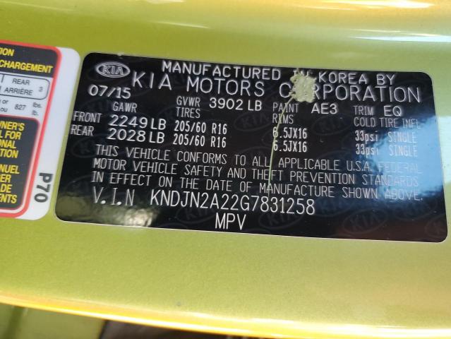 2016 KIA SOUL - KNDJN2A22G7831258