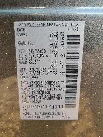 2021 NISSAN MURANO SL 5N1AZ2CJXMC124111