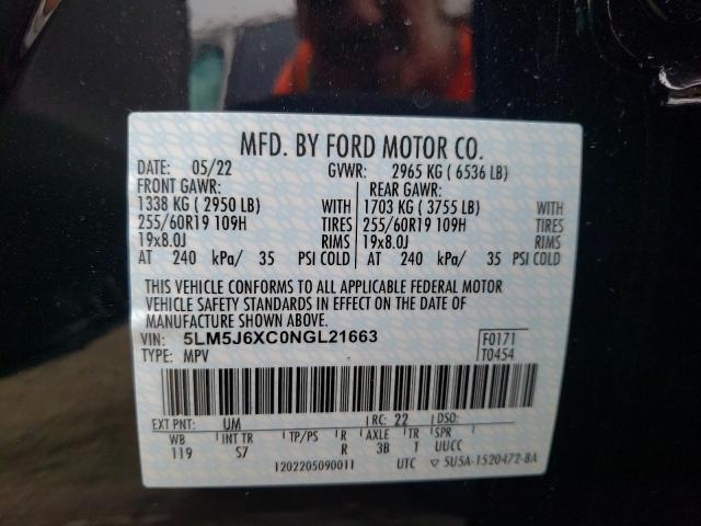 2022 LINCOLN AVIATOR 5LM5J6XC0NGL21663
