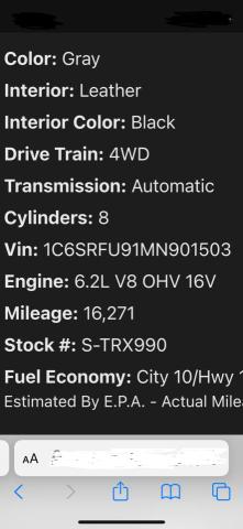 2021 RAM 1500 TRX 1C6SRFU91MN901503