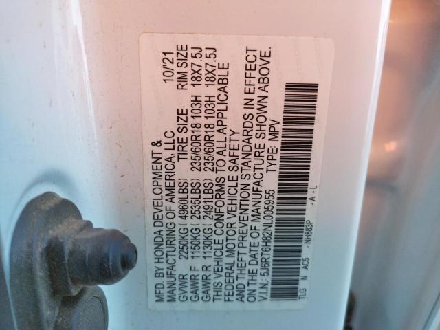 2022 HONDA CR-V EXL - 5J6RT6H82NL005955