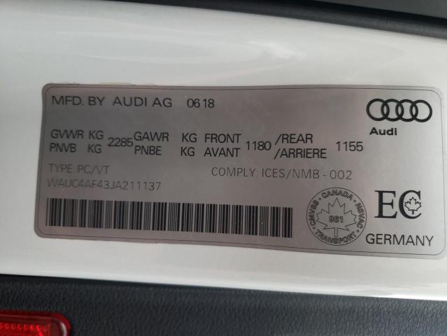 2018 AUDI S4 PRESTIG WAUC4AF43JA211137