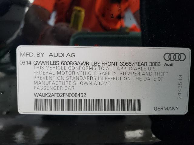 2015 AUDI S8 QUATTRO WAUK2AFD2FN008452