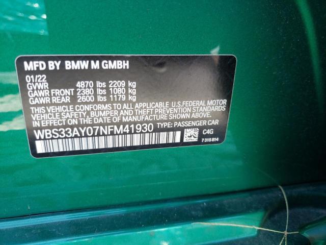 2022 BMW M3 COMPETI WBS33AY07NFM41930