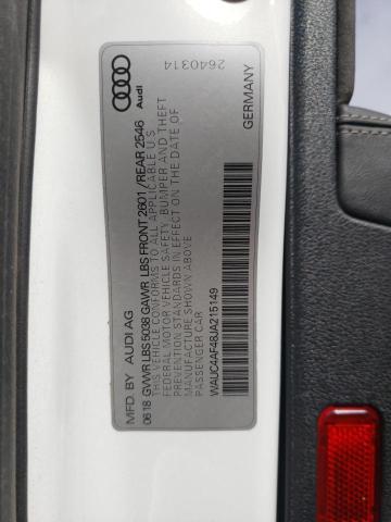 2018 AUDI S4 PRESTIG WAUC4AF48JA215149