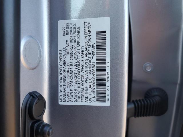 2022 HONDA PILOT SPOR 5FNYF6H33NB062861