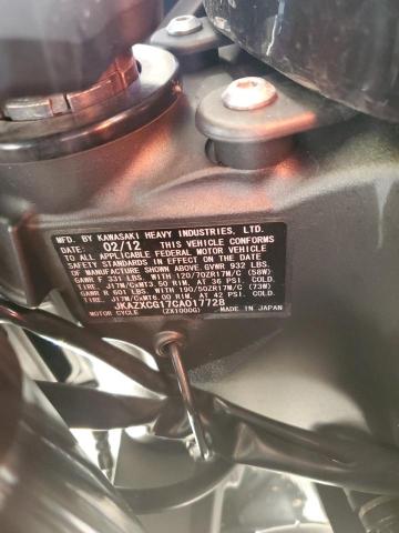 2012 KAWASAKI ZX1000 G JKAZXCG17CA017728