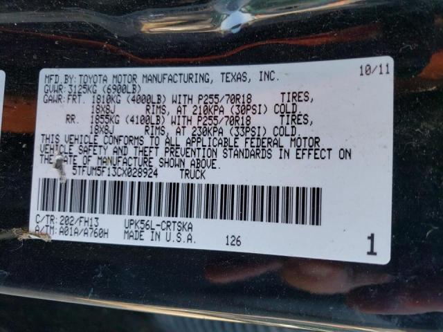 2012 Toyota Tundra Double Cab Sr5 VIN: 5TFUM5F13CX028924 Lot: 47174924