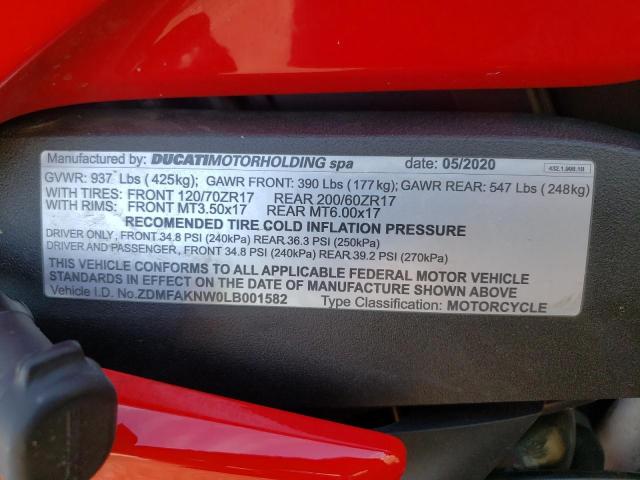 2020 DUCATI STREETFIGH ZDMFAKNW0LB001582