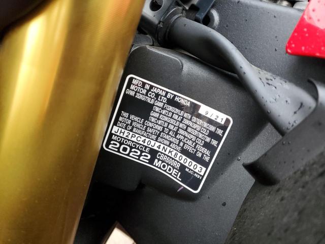 2022 HONDA CBR600 RA JH2PC40J4NK800003