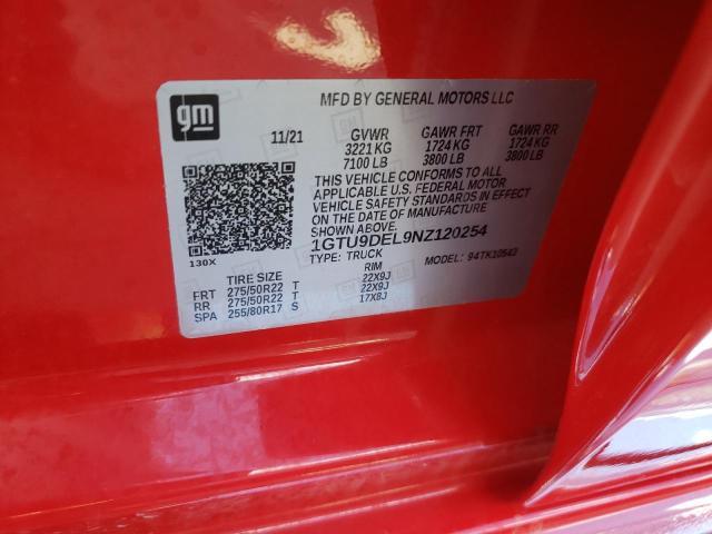 2022 GMC SIERRA LIM 1GTU9DEL9NZ120254