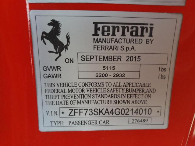 2016 FERRARI FF ZFF73SKA4G0214010