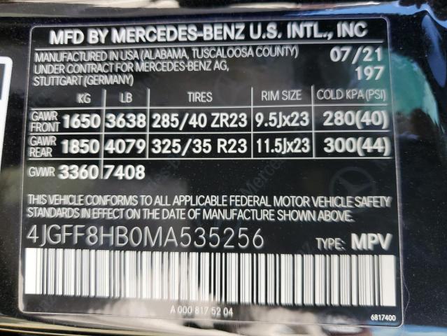 2021 MERCEDES-BENZ GLS MERCED 4JGFF8HB0MA535256