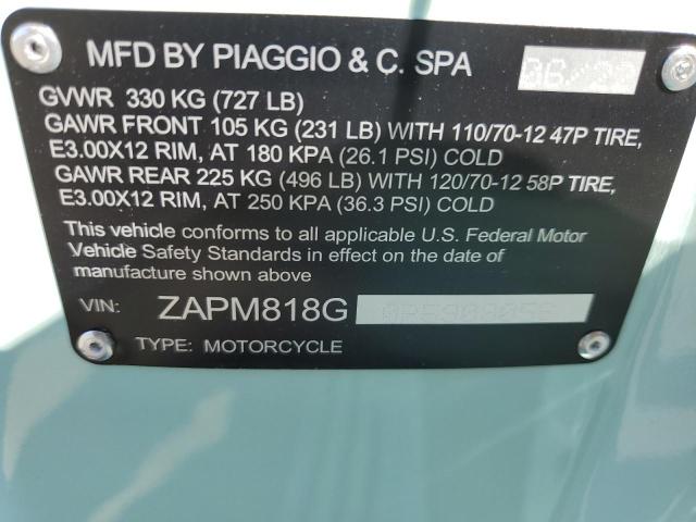 2023 VESPA SCOOTER ZAPM818G0P5908056