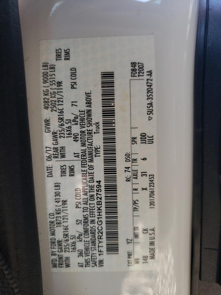 1FTYR2CG1HKB27594 2017 Ford Transit T-250