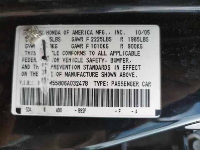 1HGCM55806A032478 2006 Honda Accord Ex