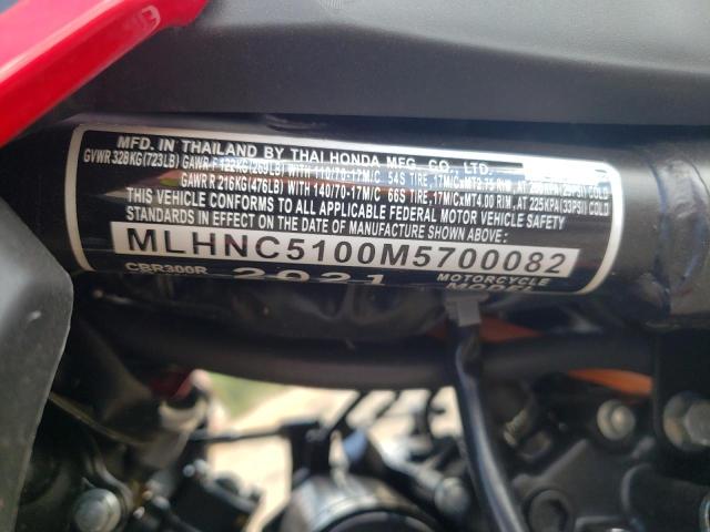 2021 HONDA CBR300 R MLHNC5100M5700082