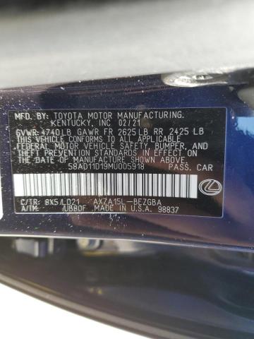 2021 LEXUS ES 250 BAS 58AD11D19MU005918