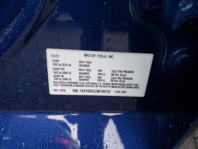 7SAYGDEE2NF395787 Tesla Model Y
